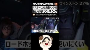 【OW2】使用率ランキング  12月中旬 タンクヒーロー編｜オーバーウォッチ2 #shorts